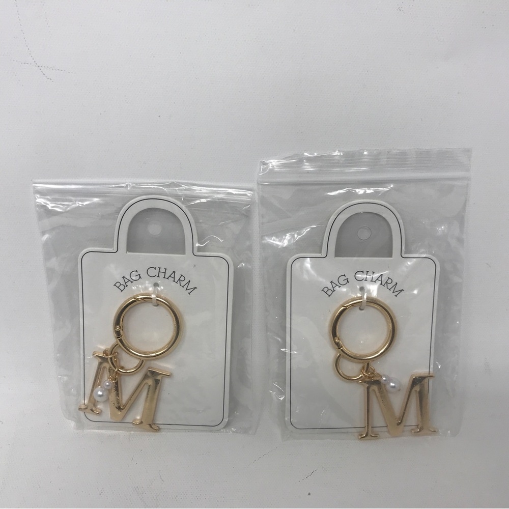 Ella Shea by OK Originals 2 Pack Bag Charms, Goldtone - Letter M